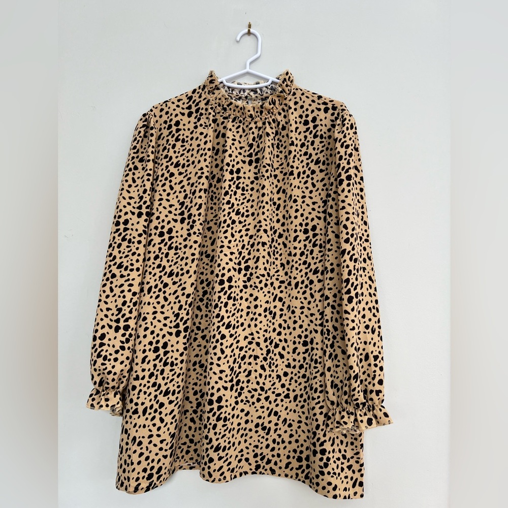 Cute Spotted Babydoll Tunic Blouse, XL